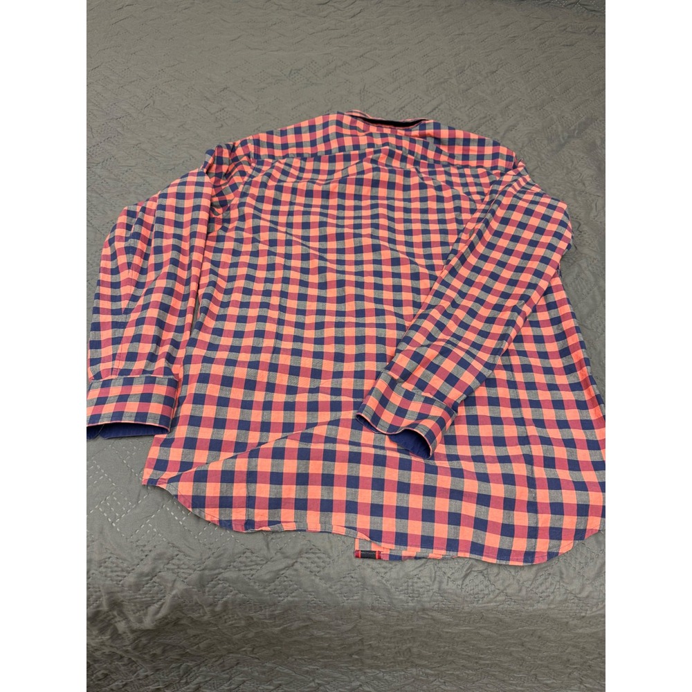 Banana Republic Mens Slim Fit Gingham Button Down Shirt Orange Navy Blue